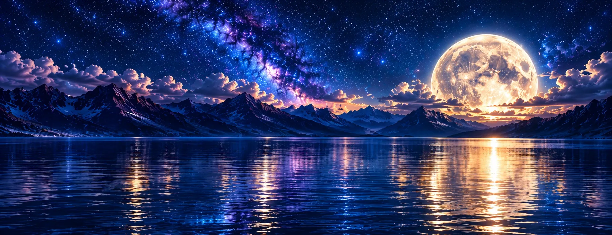 Moonlit horizon over water